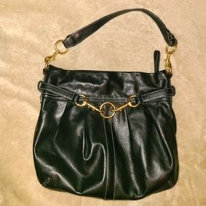 COACH Black Leather Horse Bit Shoulder Bag
